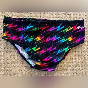 Dolfin Rainbow Mutlicolor Speedo-style brief Size 38 NWOT